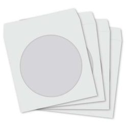 CD/DVD Paper Wallet Sleeves White with Clear Window (50 Pack)
