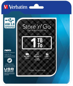 Alternative view of Verbatim Store 'n' Go HDD USB 3.0 Portable Hard Drive 1TB Black