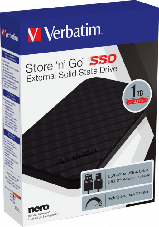 Verbatim Store 'n' Go Portable SSD USB 3.2 Gen 1 External Solid State Drive - 1TB - Image 2